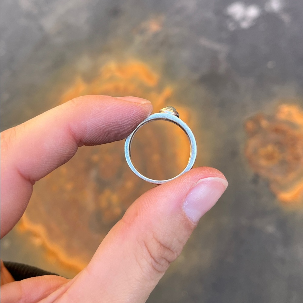 2/$40 🌸 VTG Hammered Sterling Silver Ring Small Stone Pendant - Picture 9 of 12